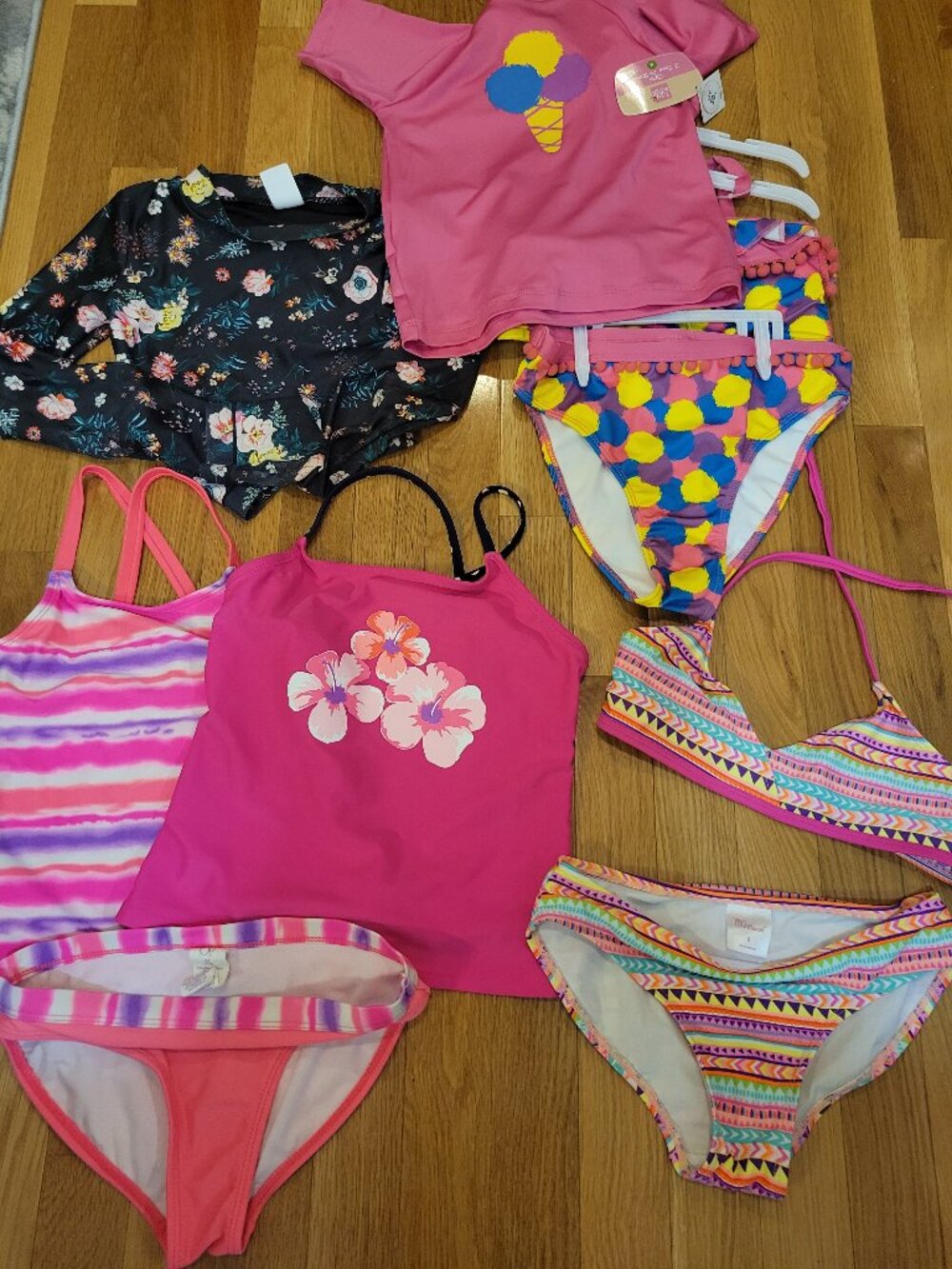 Girls 7/8 swimsuit lot (9 pieces)
